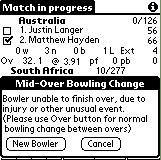 Mid-over bowling change warning
